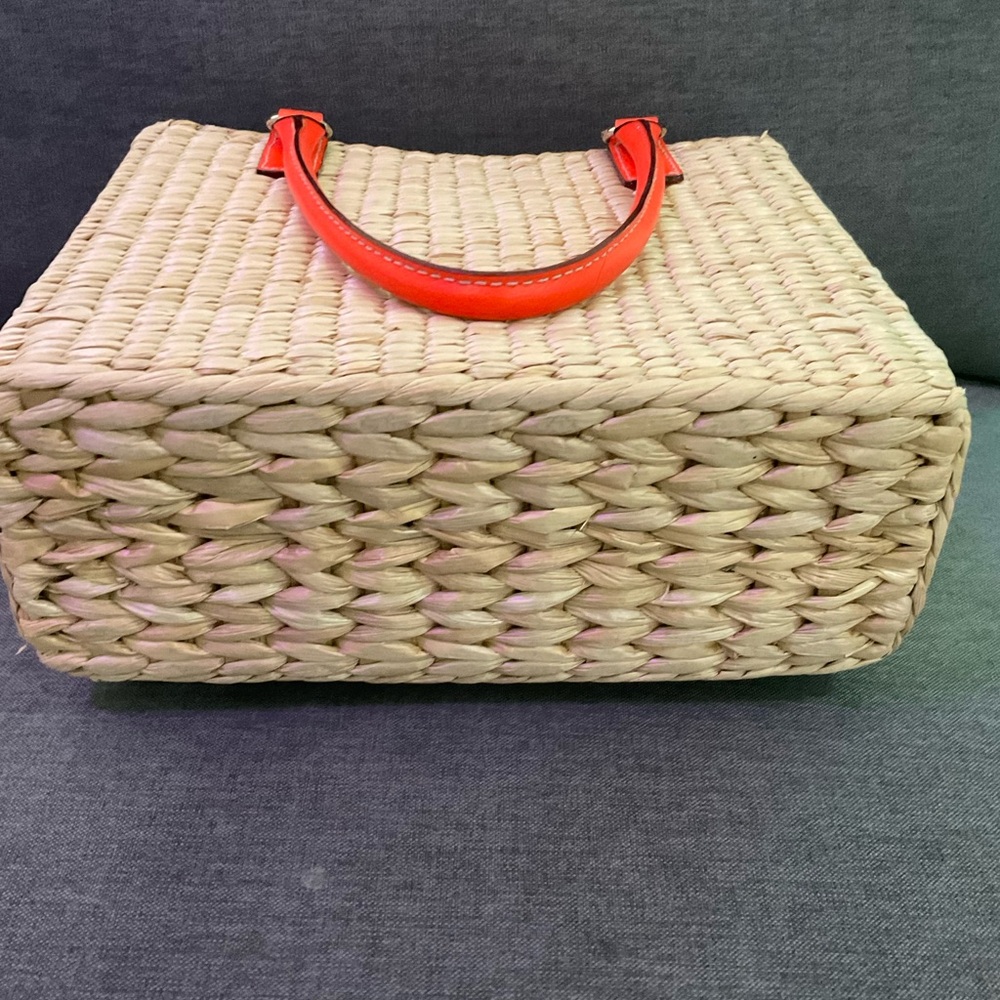 kate spade Natural Woven Tote with Orange Trim - Picture 5 of 7